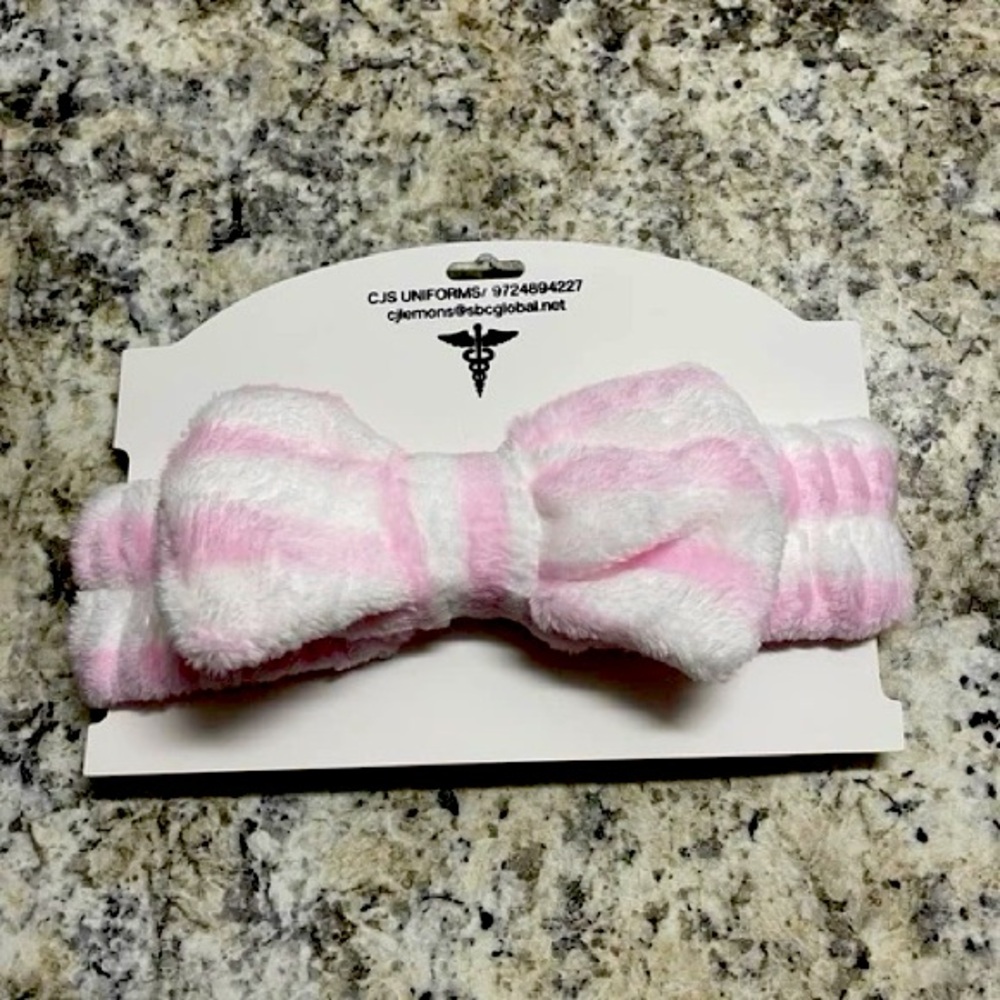 Striped Pink and White Kids Headband